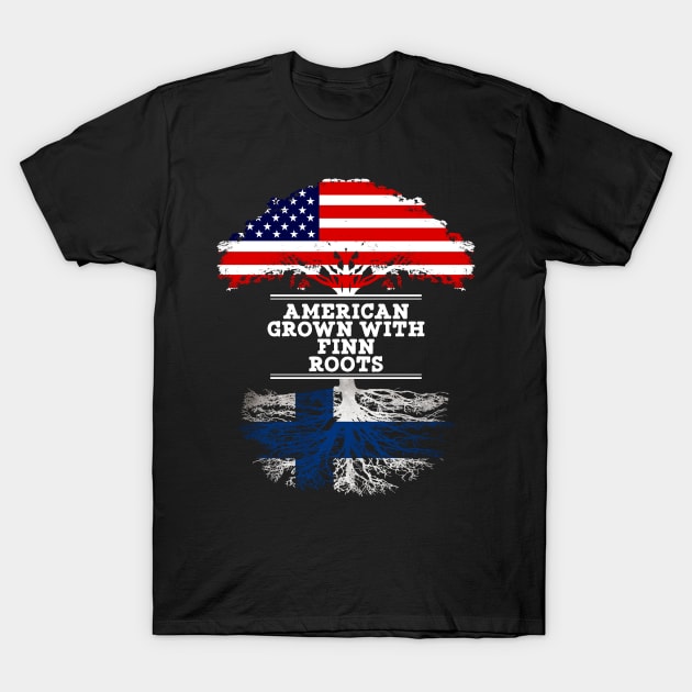 American Grown With Finn Roots - Gift for Finnish From Finland T-Shirt by Country Flags